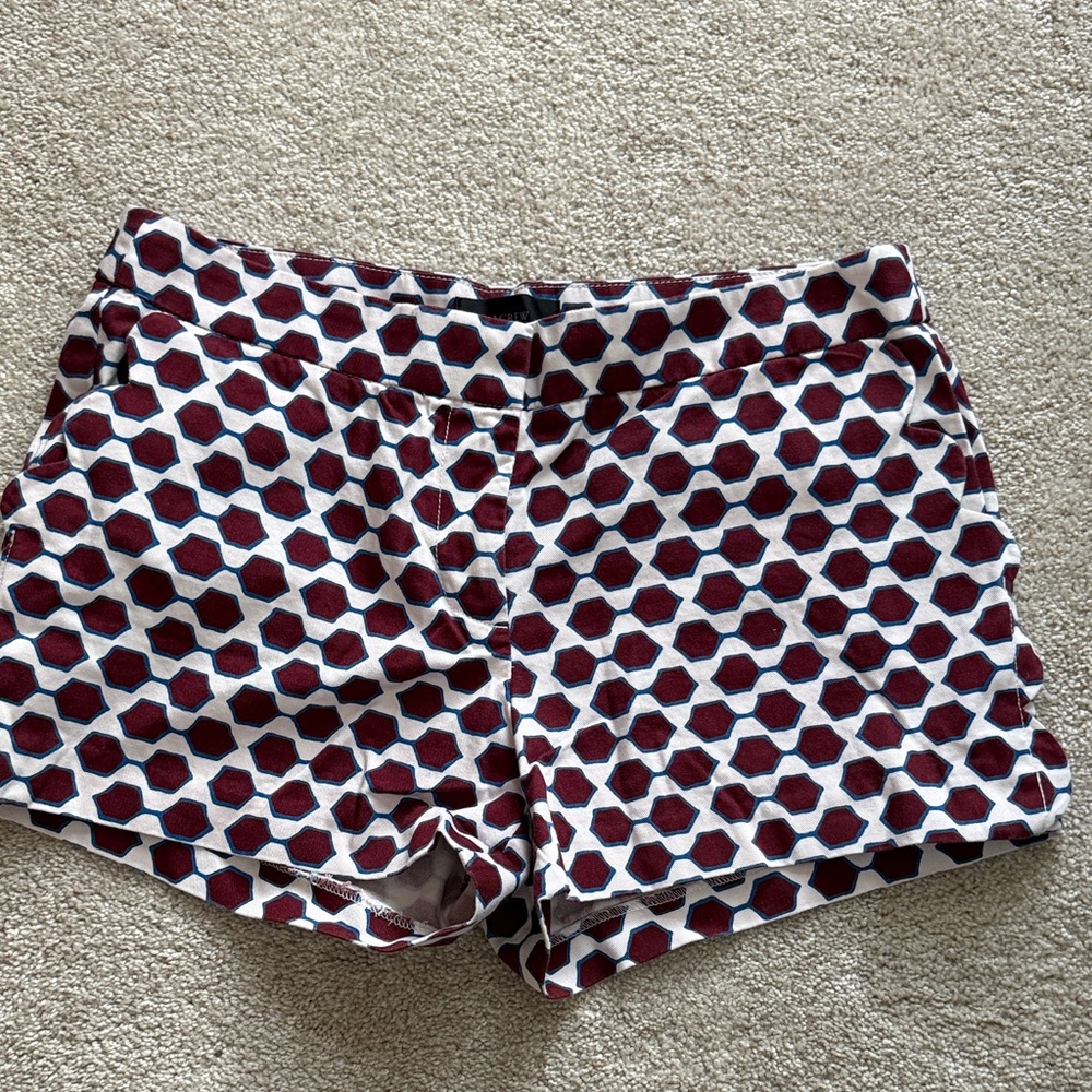 J. Crew Burgundy and Navy Patterned Women's Shorts